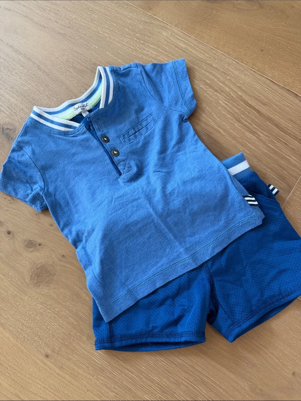 Splendid Blue Polo Tee and Shorts Set